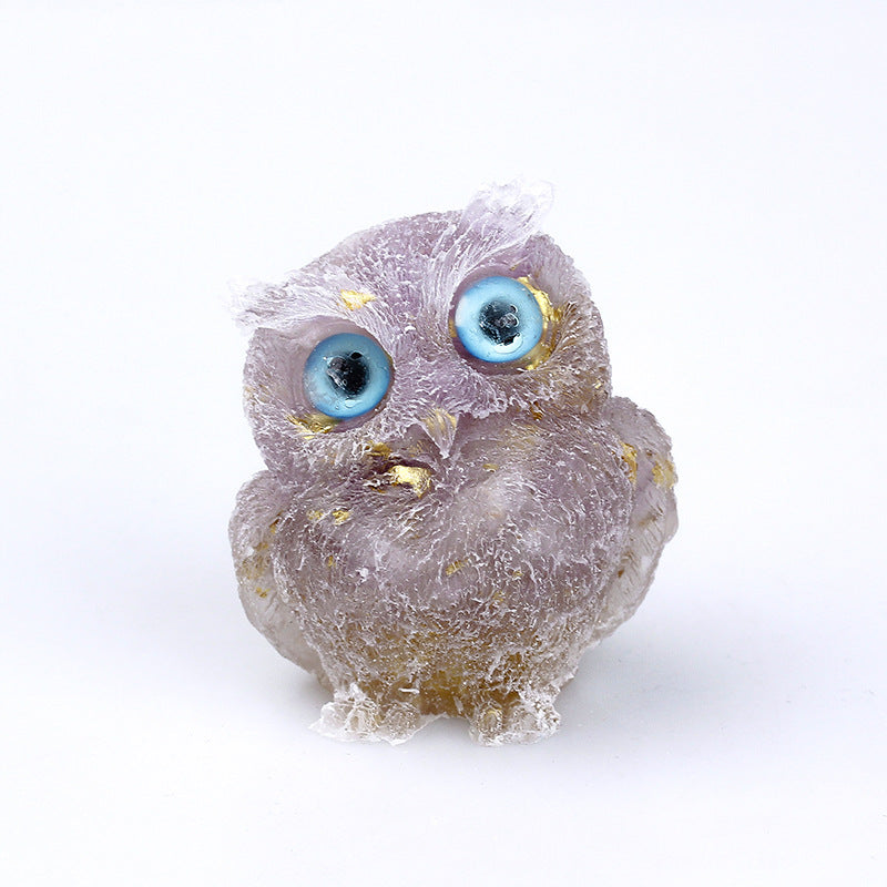 Natural Crystal Gravel Drops Glue Owl Ornaments