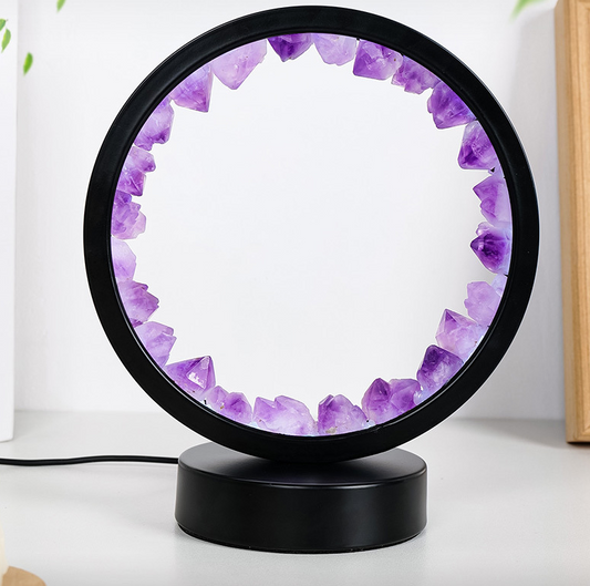 Natural Amethyst Flower Cluster Round Headboard