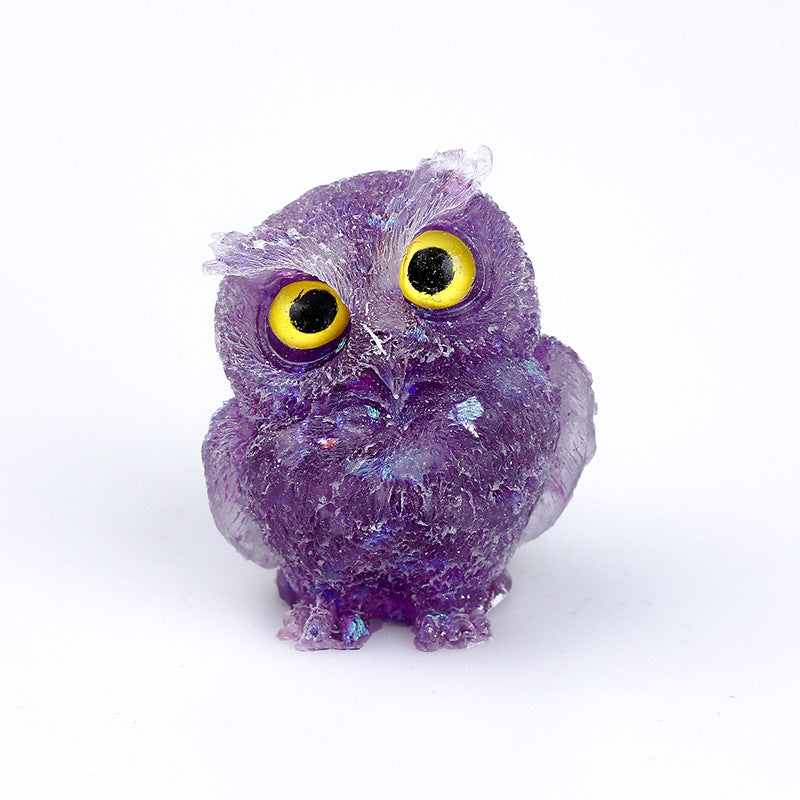 Natural Crystal Gravel Drops Glue Owl Ornaments