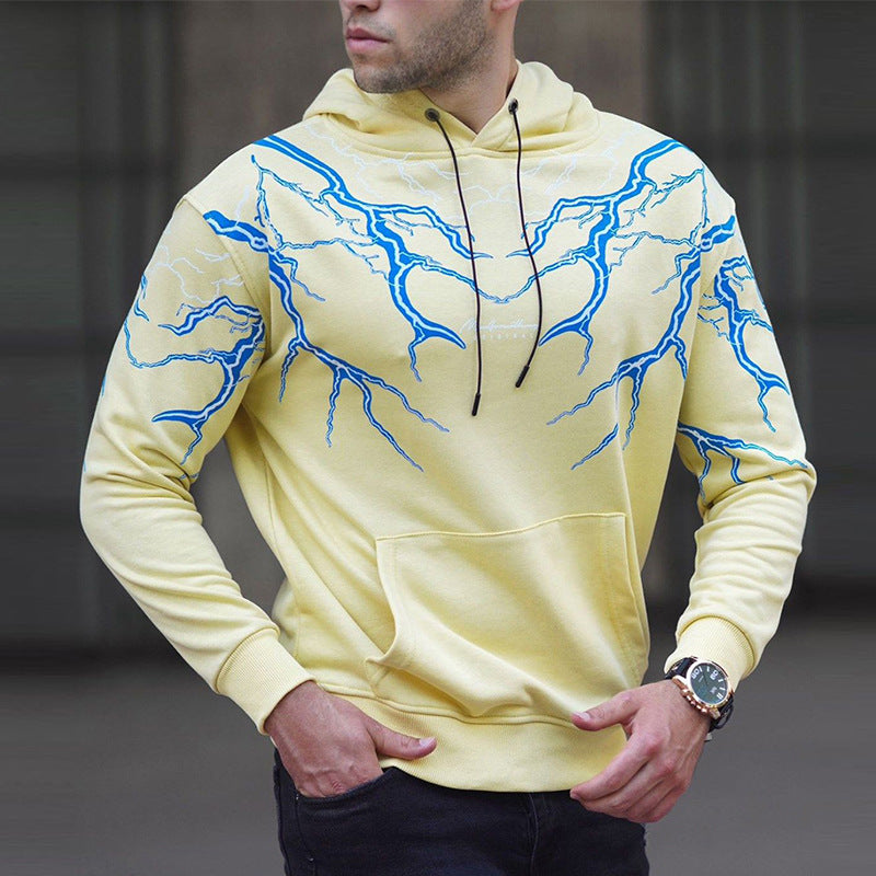 Hooded Fashion Printed Sweater Long-sleeved Casual Jacket Men