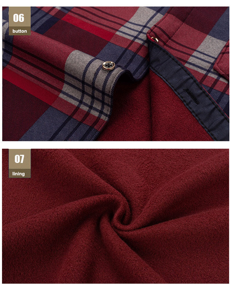 Men's Plus Velvet Padded Warm Shirt Long Sleeves