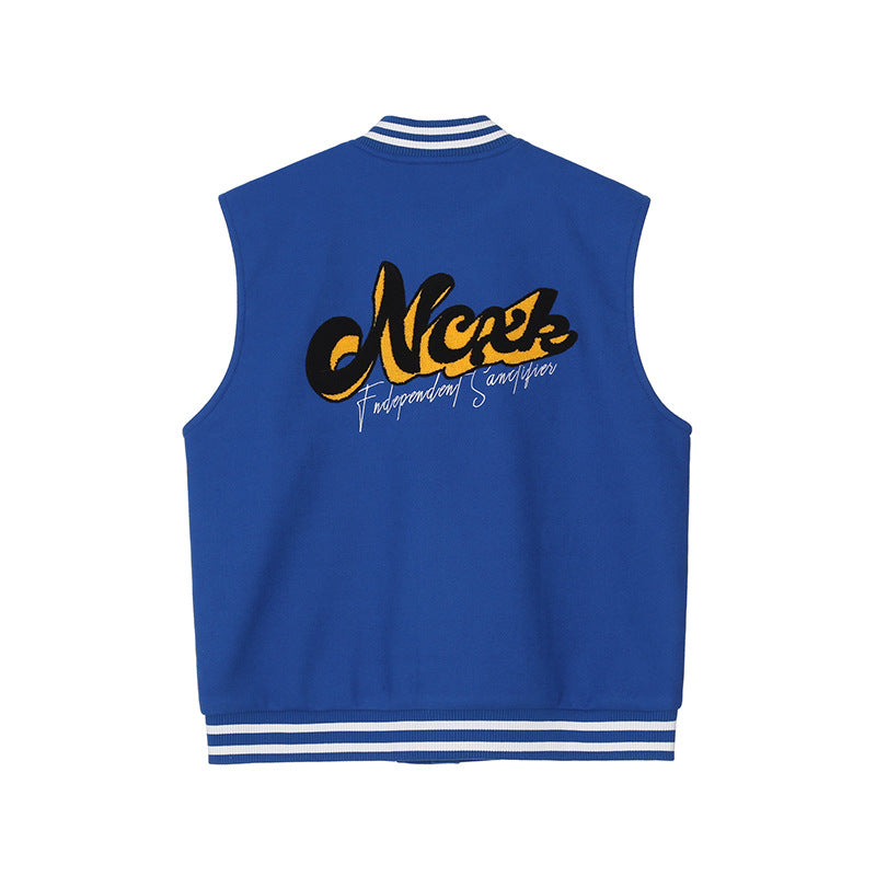 Men's And Women's All-match Embroidered Vest American Couple Jacket