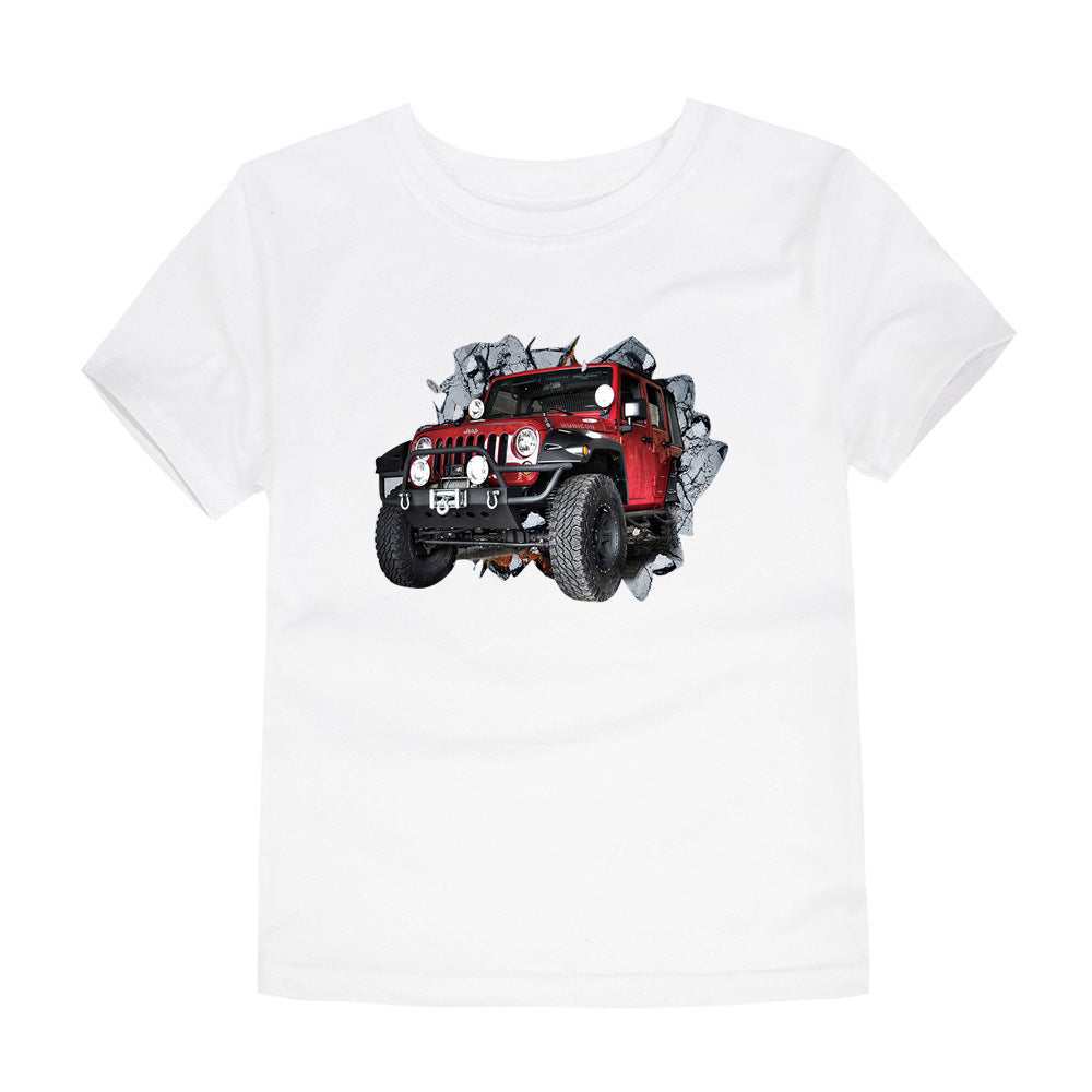 Children's Short-sleeved Cotton Heat Transfer T-shirt For Boys And Girls