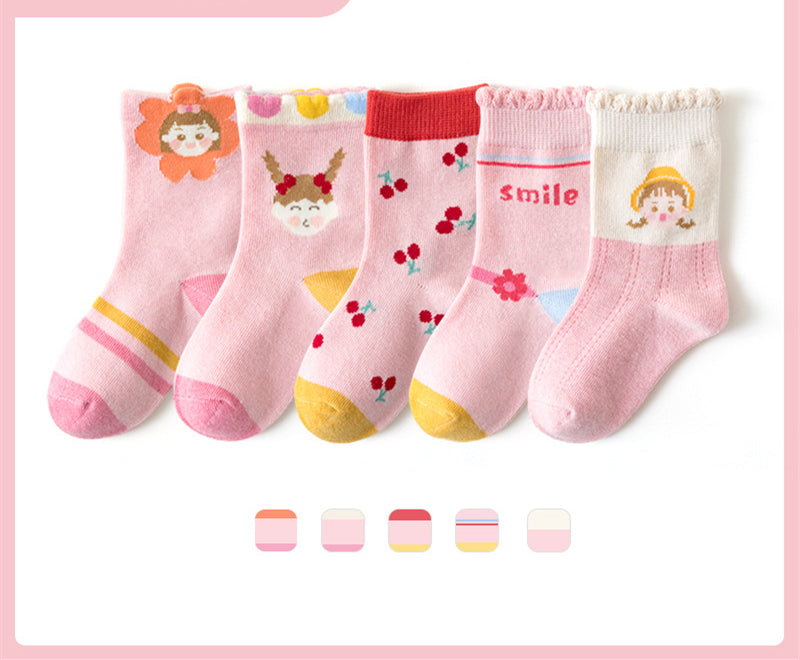 Boys And Girls Middle And Big Children's Socks Solid Color Cotton Students