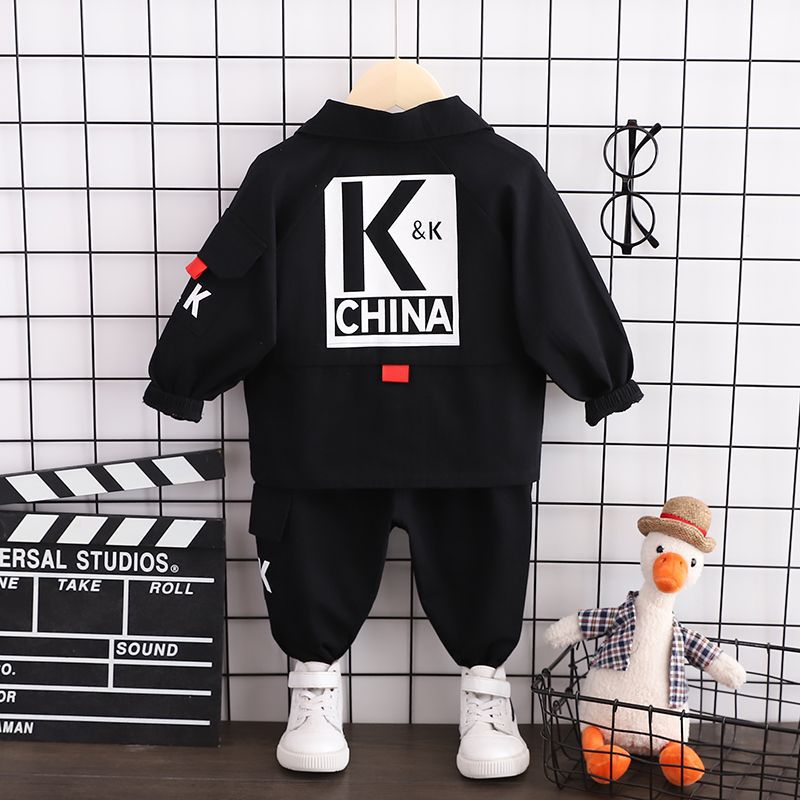 Fashion Letter Jacket Long Sleeve T-shirt Jeans Three-piece Set