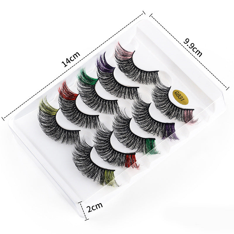 Color Natural Thick 5 Pairs Pack 3D False Eyelashes