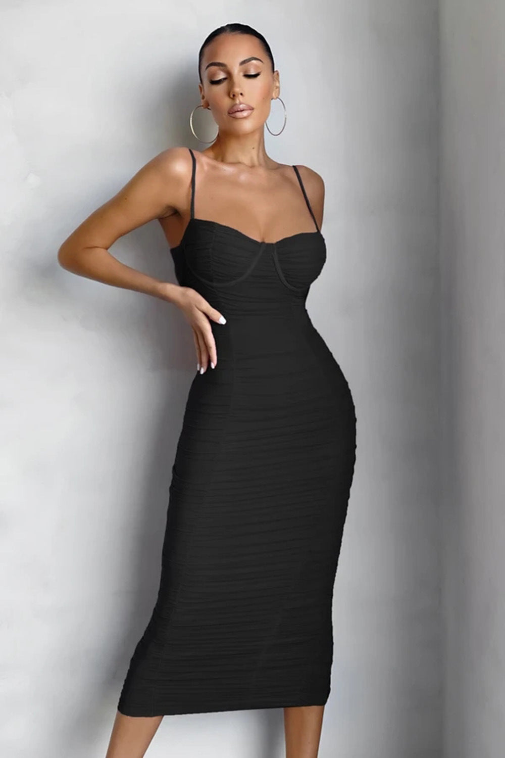Women's Mesh Tight Pleated Bandage One-piece Dress