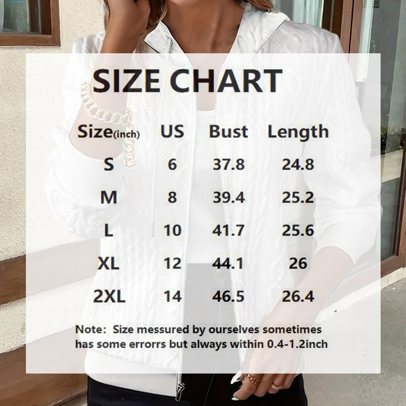 Women's Solid Color Long Sleeve Knit Zip-Up Hooded Sweatshirt - Casual Fall&Winter Fashion Outerwear