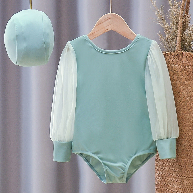 Children's Swimsuit Girls Long-sleeved Baby Girl One-piece Swimsuit Summer