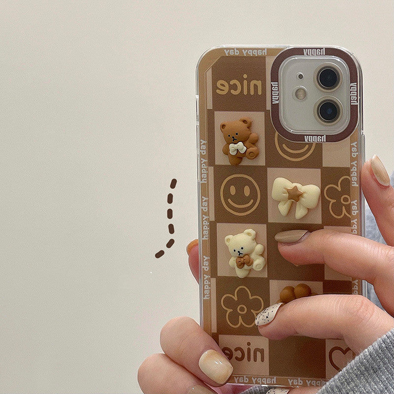 Ins  Three-dimensional Cute Bear Smiling Mobile Phone Case