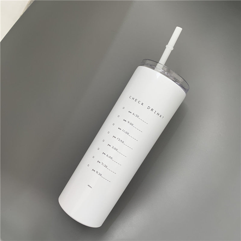 Large-capacity Stainless Steel Coffee Cup With Cold Insulation Straw