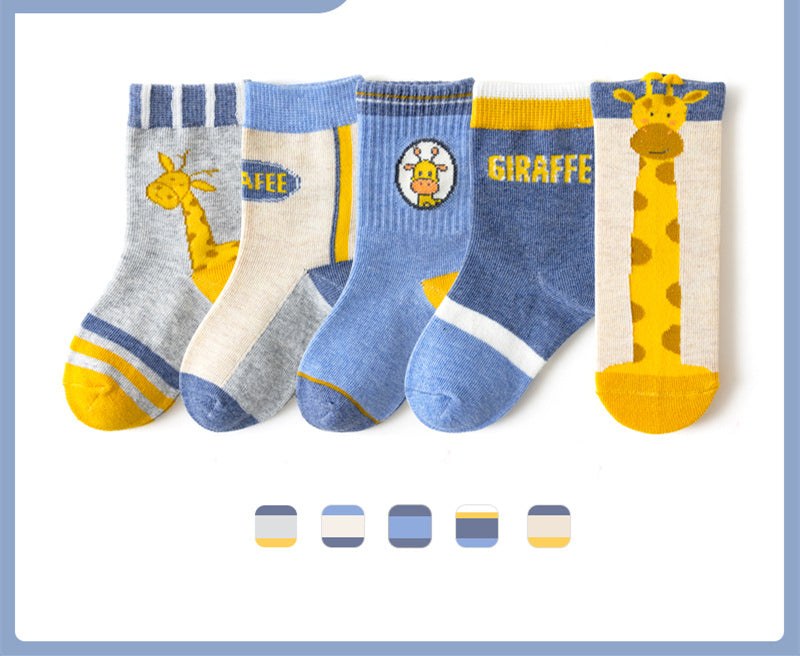 Boys And Girls Middle And Big Children's Socks Solid Color Cotton Students