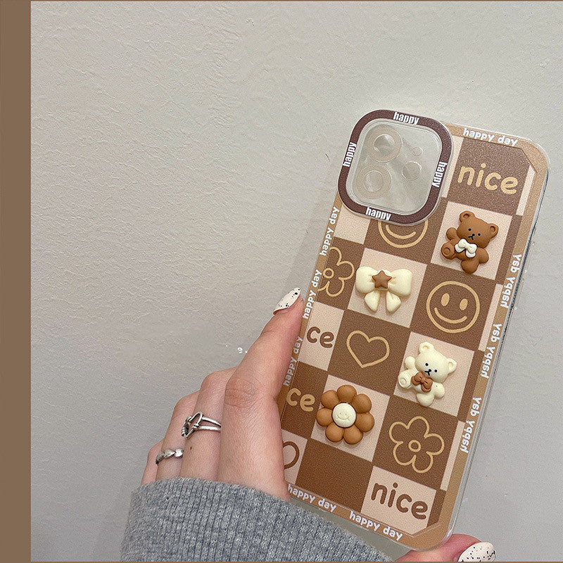 Ins  Three-dimensional Cute Bear Smiling Mobile Phone Case