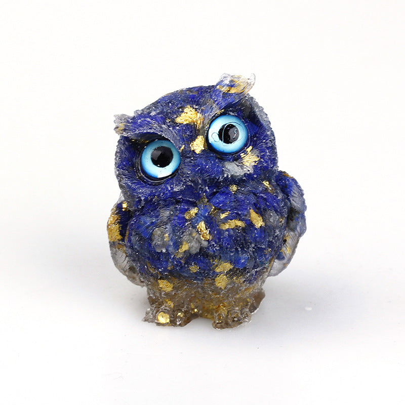 Natural Crystal Gravel Drops Glue Owl Ornaments