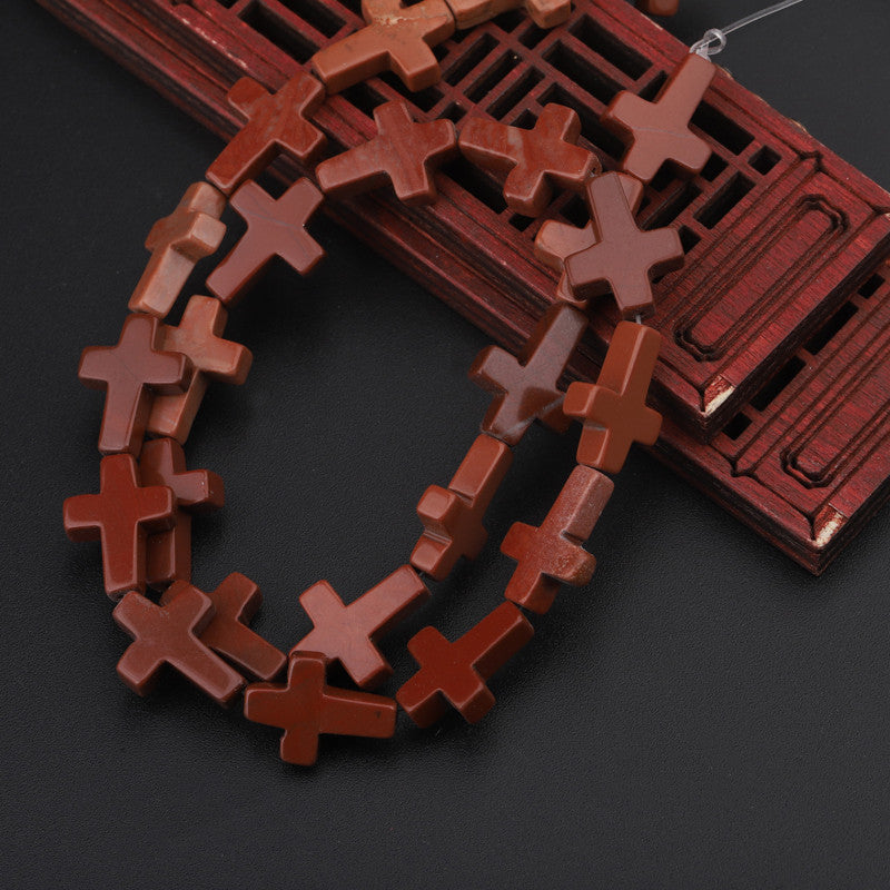 Natural Crystal Cross Shape Loose Bead Bracelet Necklace Diy Accessories