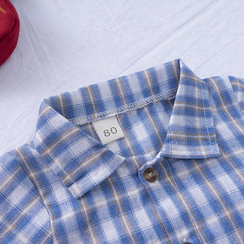 New Summer Boys' Children's Clothing Korean Style Suspender Suit Children's Short Sleeve Two Pieces