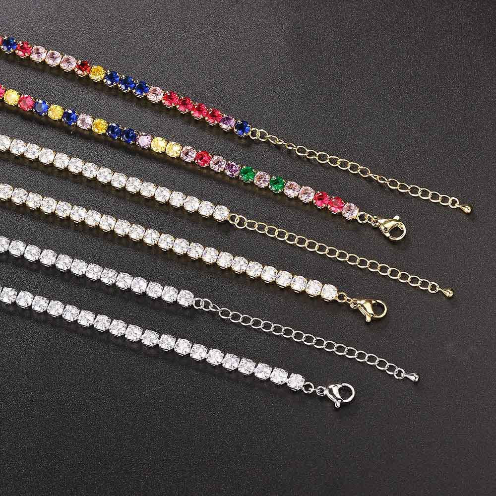 Zircon Tennis Chain Men's And Women's Full Diamond Necklace Accessories