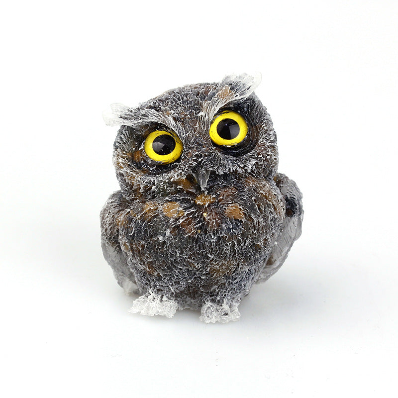 Natural Crystal Gravel Drops Glue Owl Ornaments