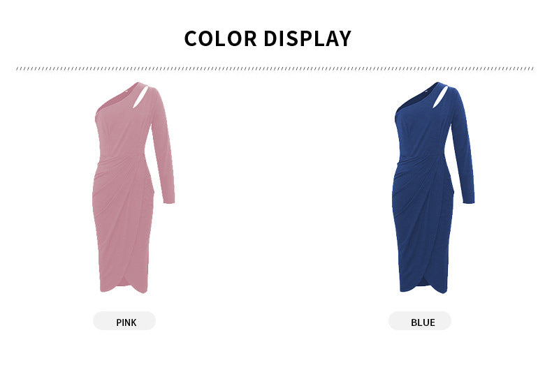 Slim Slim Shoulder Wrap Hip Dress