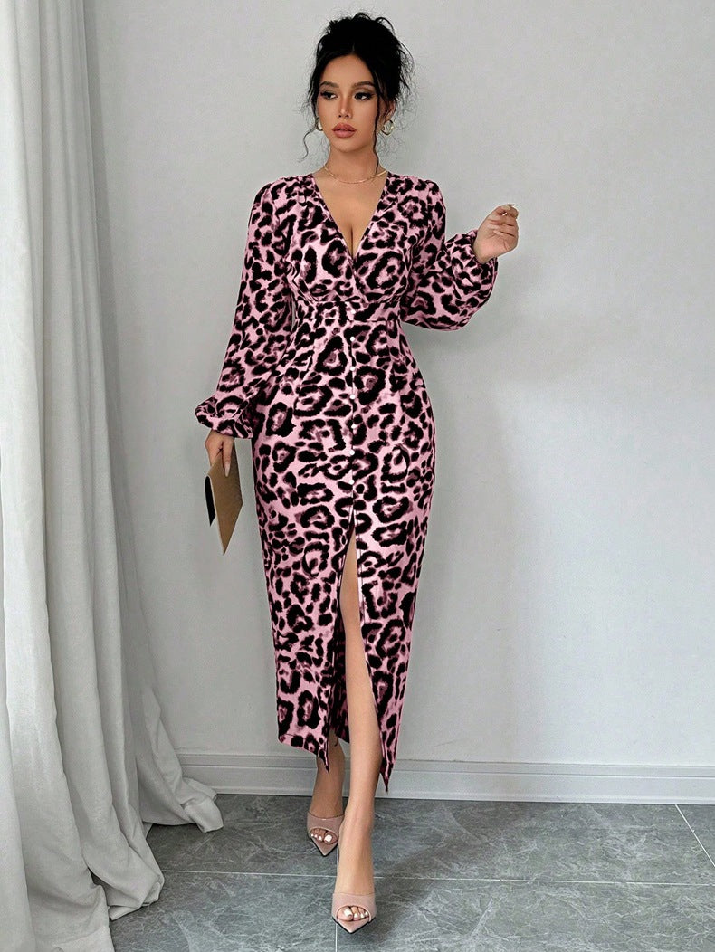 Women's Casual Loose Simple Leopard-Print Dress