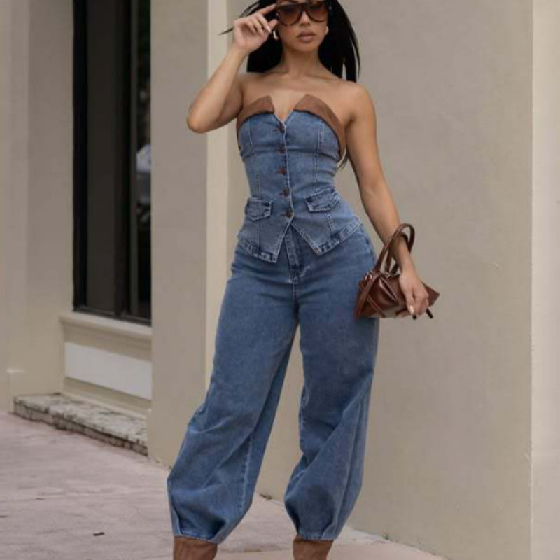 Tube Top Stretch Pants Casual Suit