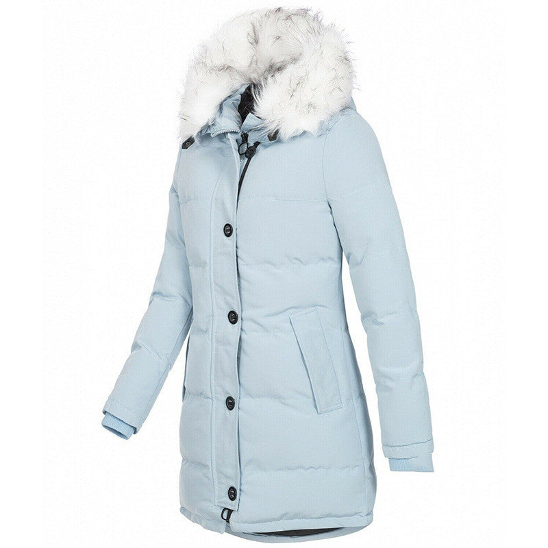 Slim-fit Warm Cotton-padded Jacket Casual Fashion Thick Fur Collar Coat
