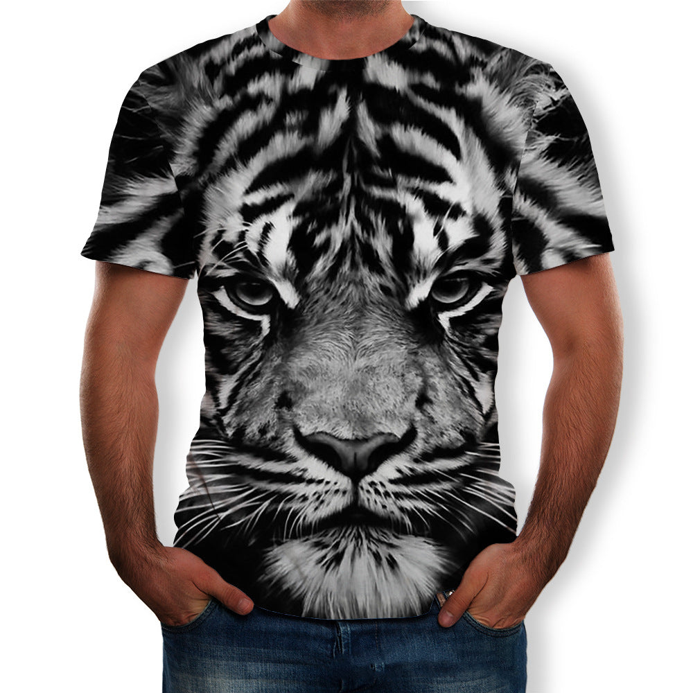 Tiger Black And White Pattern Men's Short-sleeved T-shirt