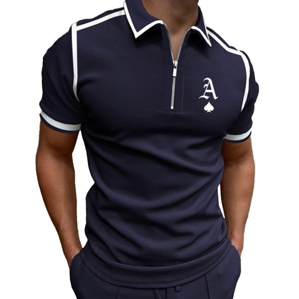 POLO Shirt Zip Colorblock Men's T-Shirt Top