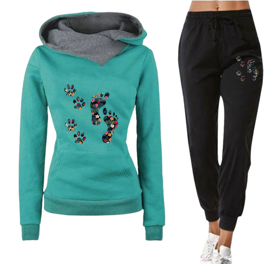 Leisure All-matching Hoodie Flower Big Feet Fun Women's Sweater Suit