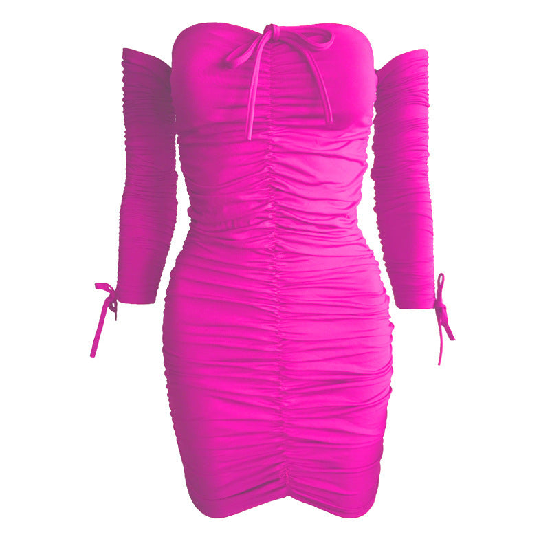 Shoulder Long-sleeved Tube Top NIce Dress