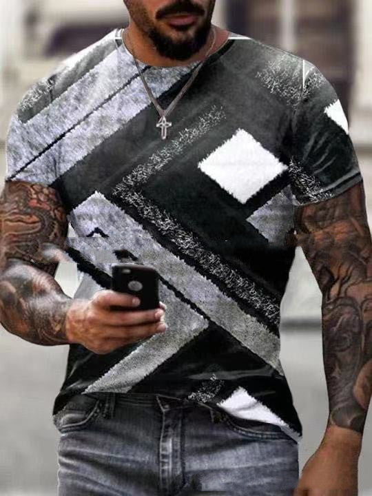 Short-Sleeved Fashion Men's Printed T-Shirt Round Neck Half-Sleeved Top