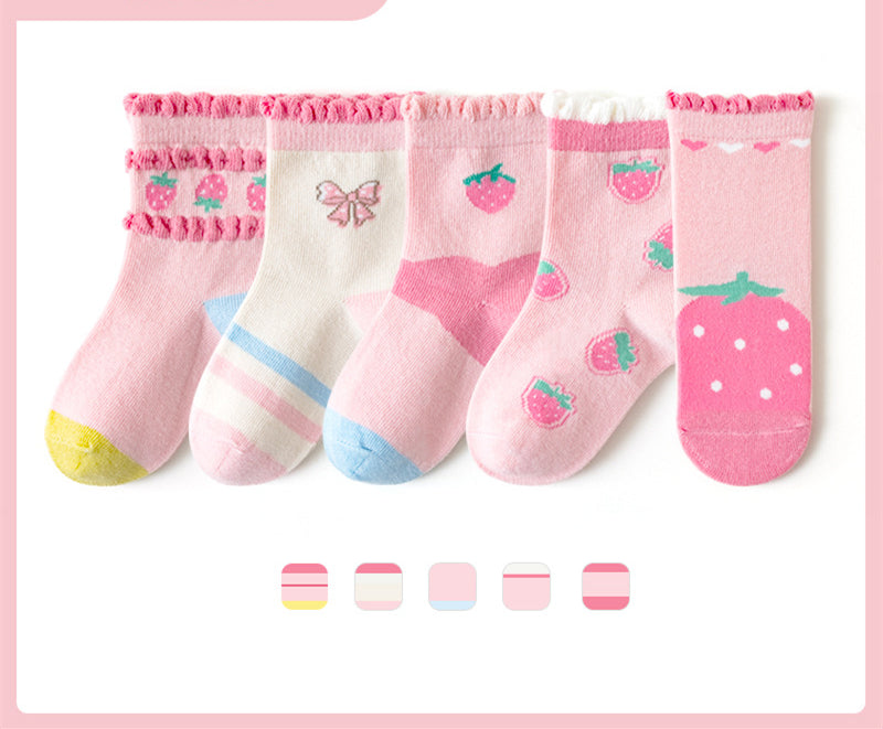 Boys And Girls Middle And Big Children's Socks Solid Color Cotton Students