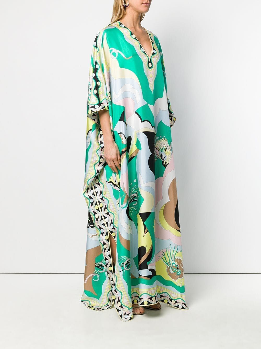 Summer New Style Loose Print V-Neck Long Skirt Holiday Style Dress