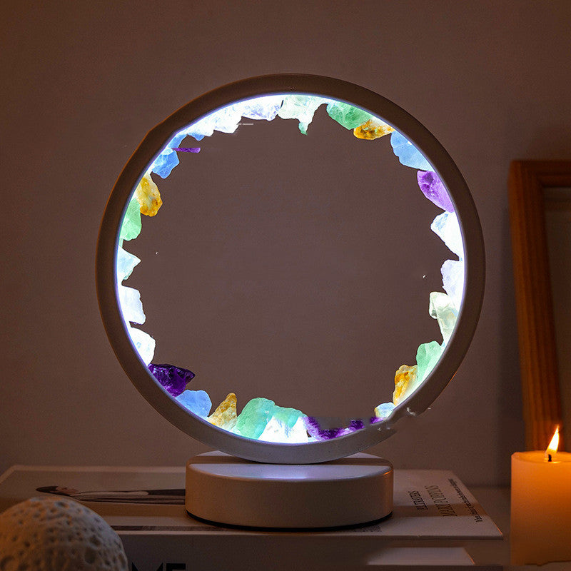 Natural Amethyst Flower Cluster Round Headboard