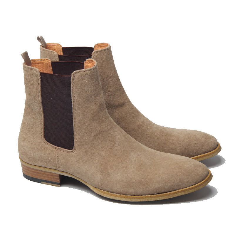 Men's Pointed Deerskin Elastic Martin Boots