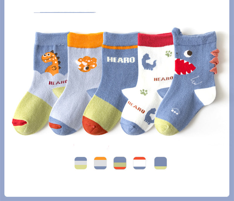Boys And Girls Middle And Big Children's Socks Solid Color Cotton Students