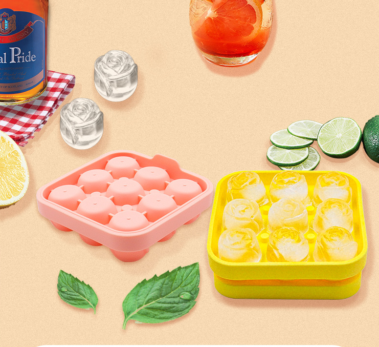 Rose Hockey Puck Mold Whiskey Silicone Ice Box