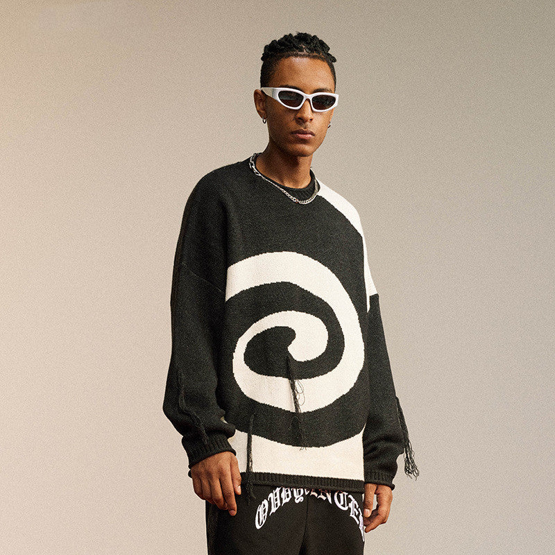 Sweater Crew Neck Hoodless Men's Loose Fit Personality