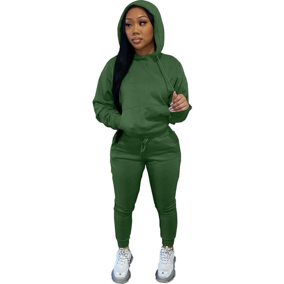 Brushed Hoody Women's Two-piece Hoodie Suit Casual Sports Suit