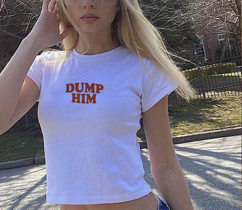 Slim English Printed Short T-shirt