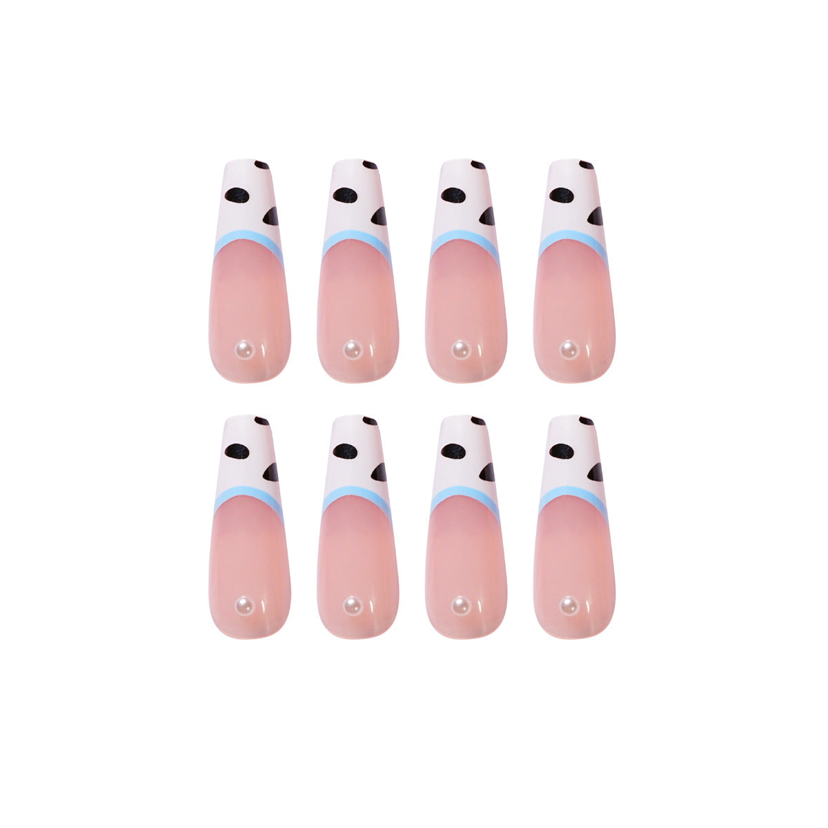 Milk Stripe Long Ballet Pearl Wear Nail Patch