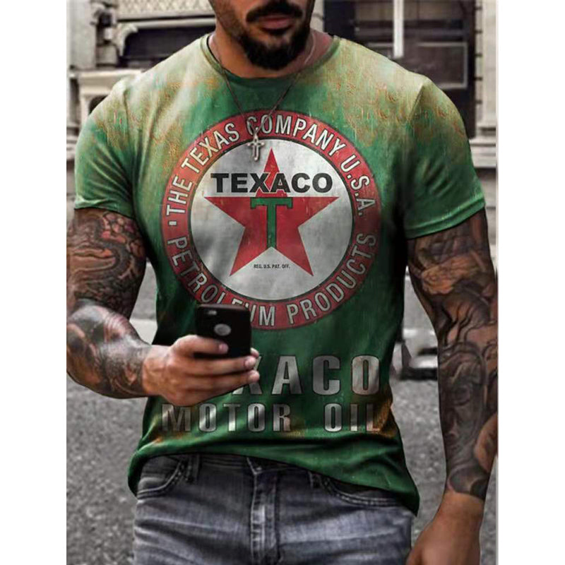 New Men's Slim Fit Printed Plus Size T-shirt