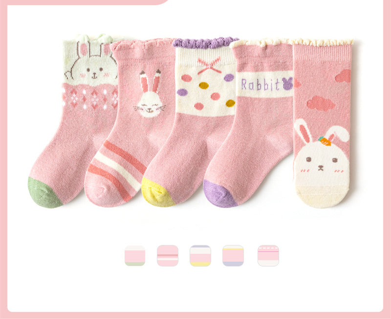Boys And Girls Middle And Big Children's Socks Solid Color Cotton Students