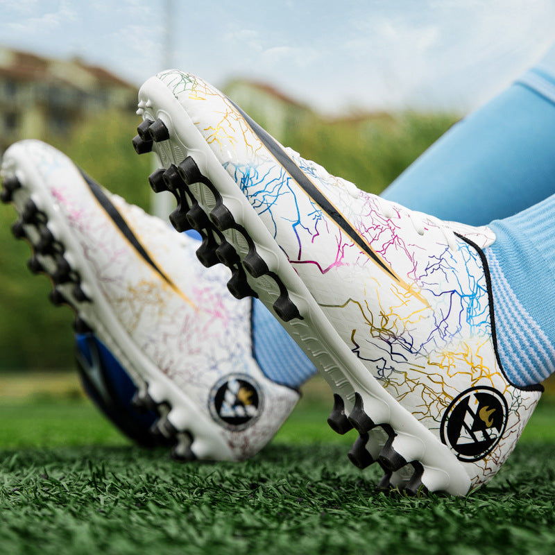 New Youth Three-color Football Shoes Outdoor Long Nails Broken Nails Training Children's Shoes Sports Shoes