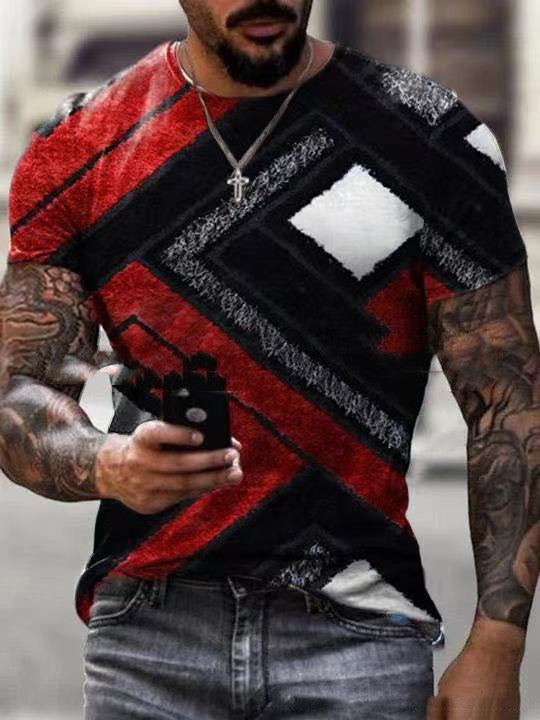 Short-Sleeved Fashion Men's Printed T-Shirt Round Neck Half-Sleeved Top