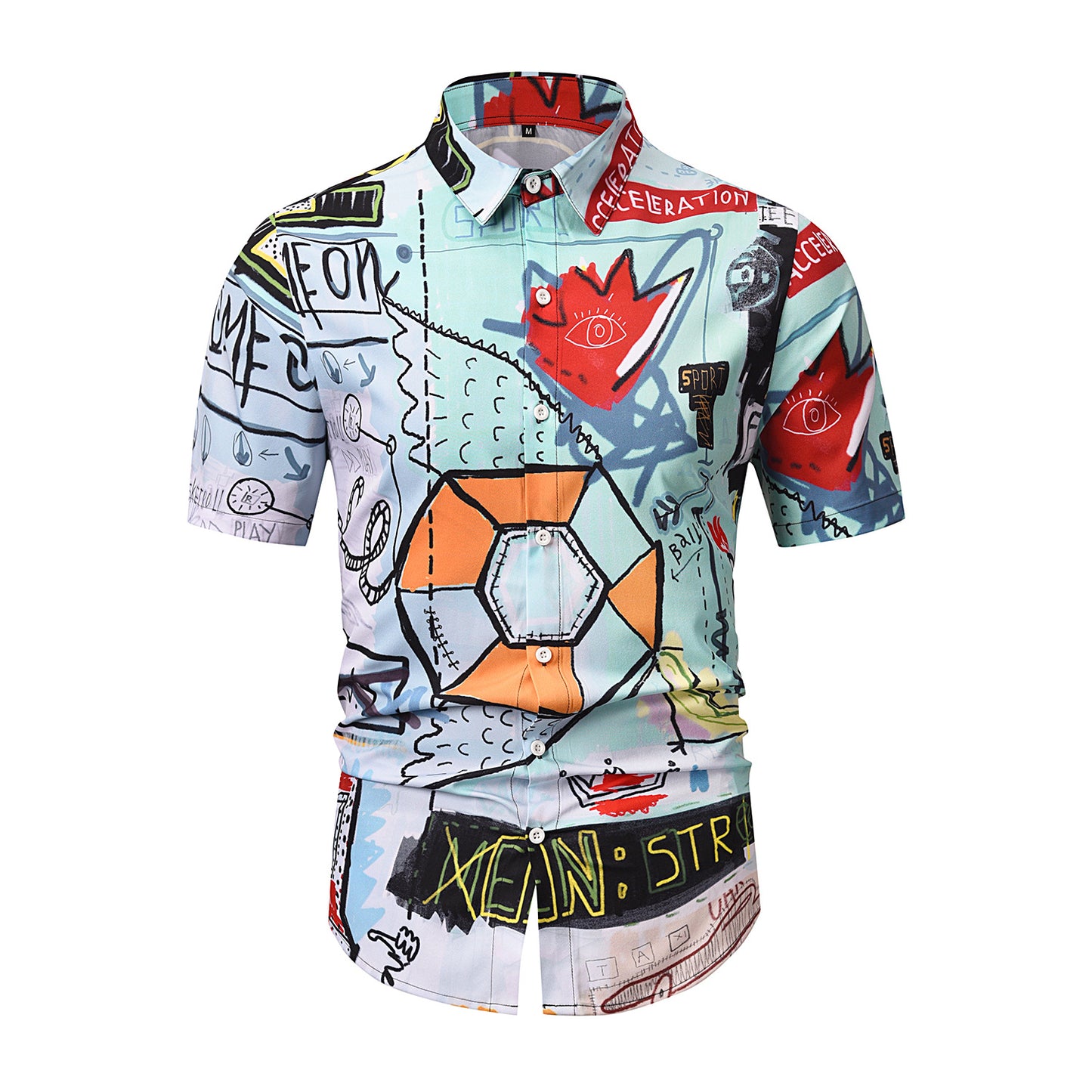 Fashion Loose Digital Print Short Shirt
