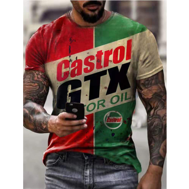 New Men's Slim Fit Printed Plus Size T-shirt