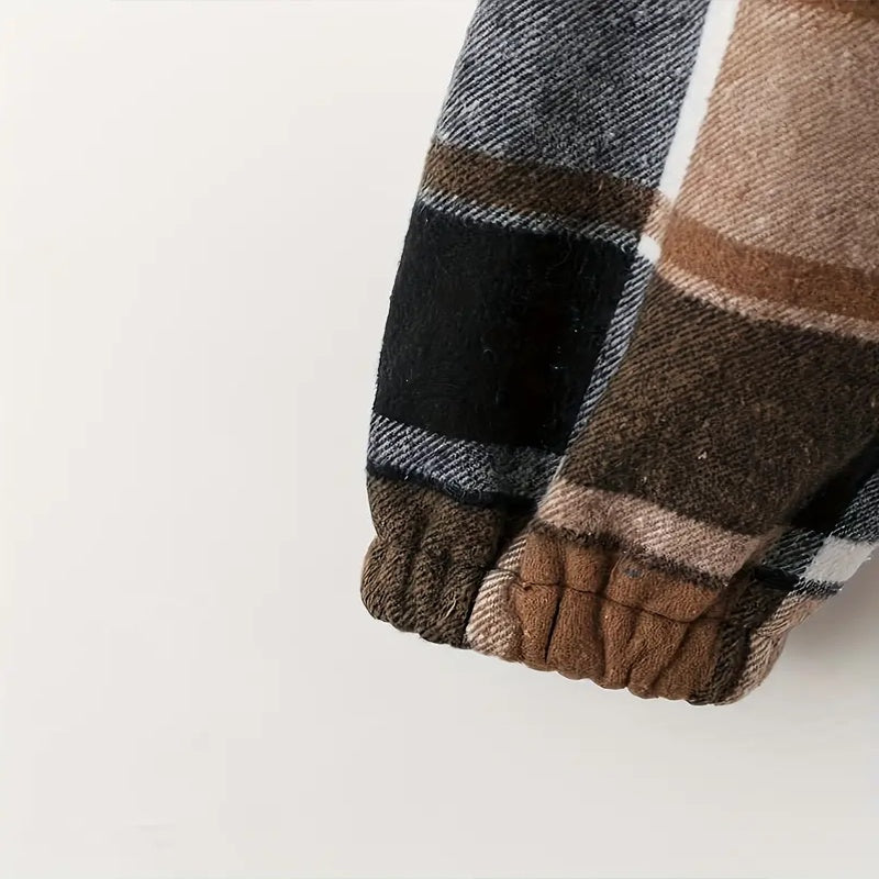 Women's Elegant Plaid Hooded Jacket, Full-Zip Lightweight Coat For Winter Casual Wear