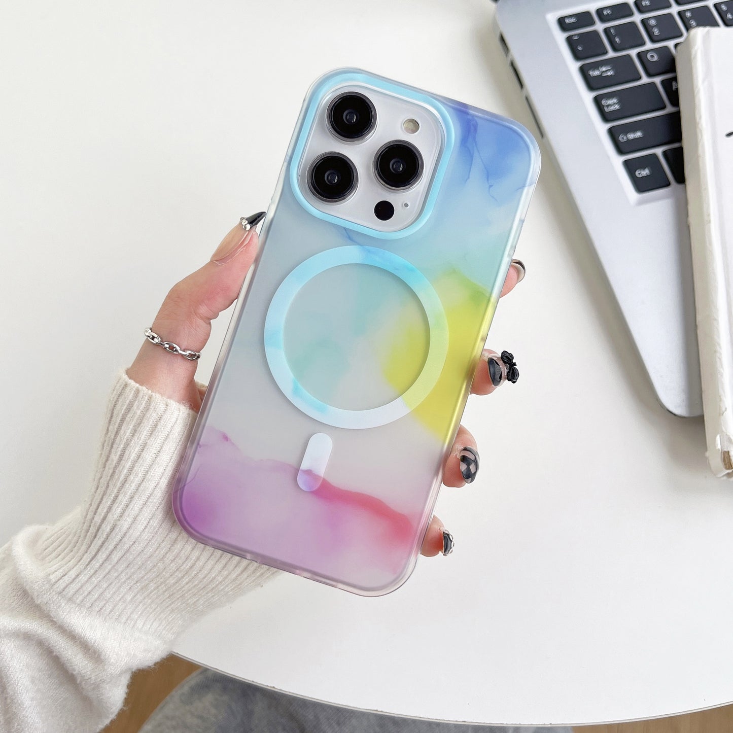 Watercolor Magnetic Transparent Simple Mobile Phone Case