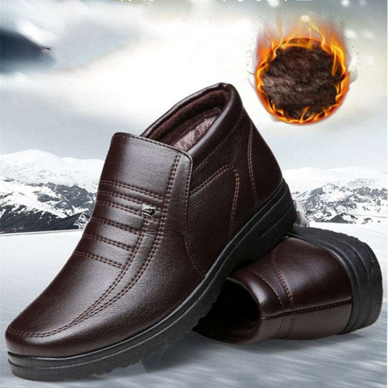 Plush Cotton Leather Shoes Men's Protection Snow Boots Casual Men's Shoes